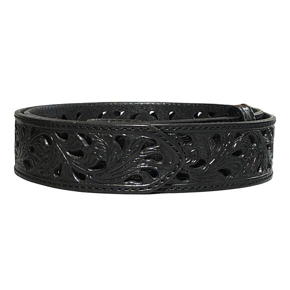 Tony Lama Interchangeable Trophy Western Leather Belt Set Tooled Silver Buckle main image 5